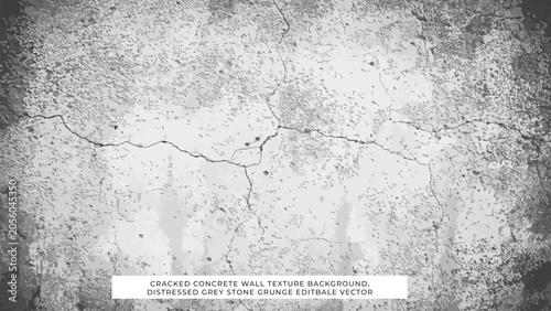 Bild auf Leinwand Cracked concrete wall texture background, distressed grey stone grunge vector