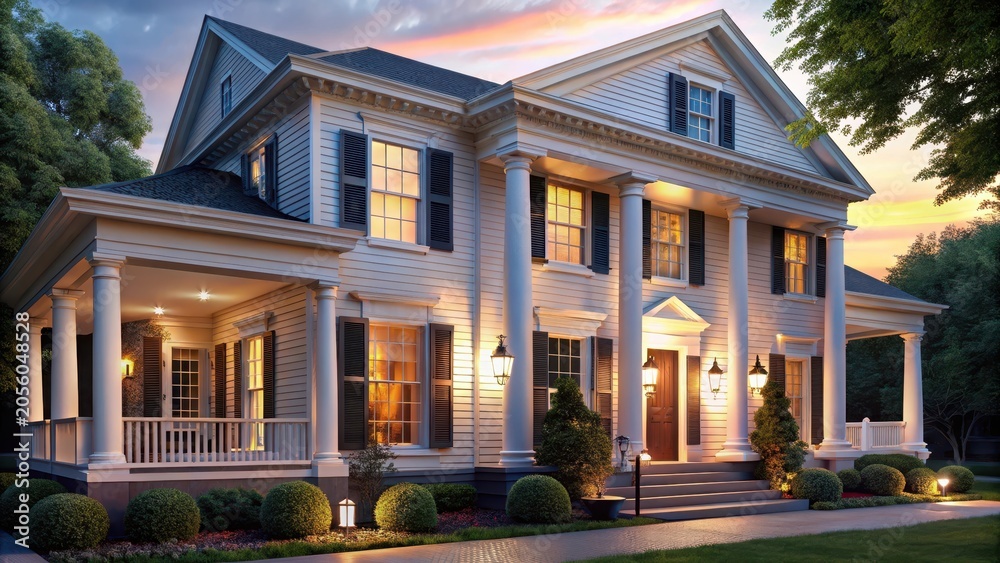 Fototapeta premium Beautiful traditional american house with columns