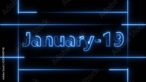 Fotografía Abstract Neon January 19 calendar date 4k illustration