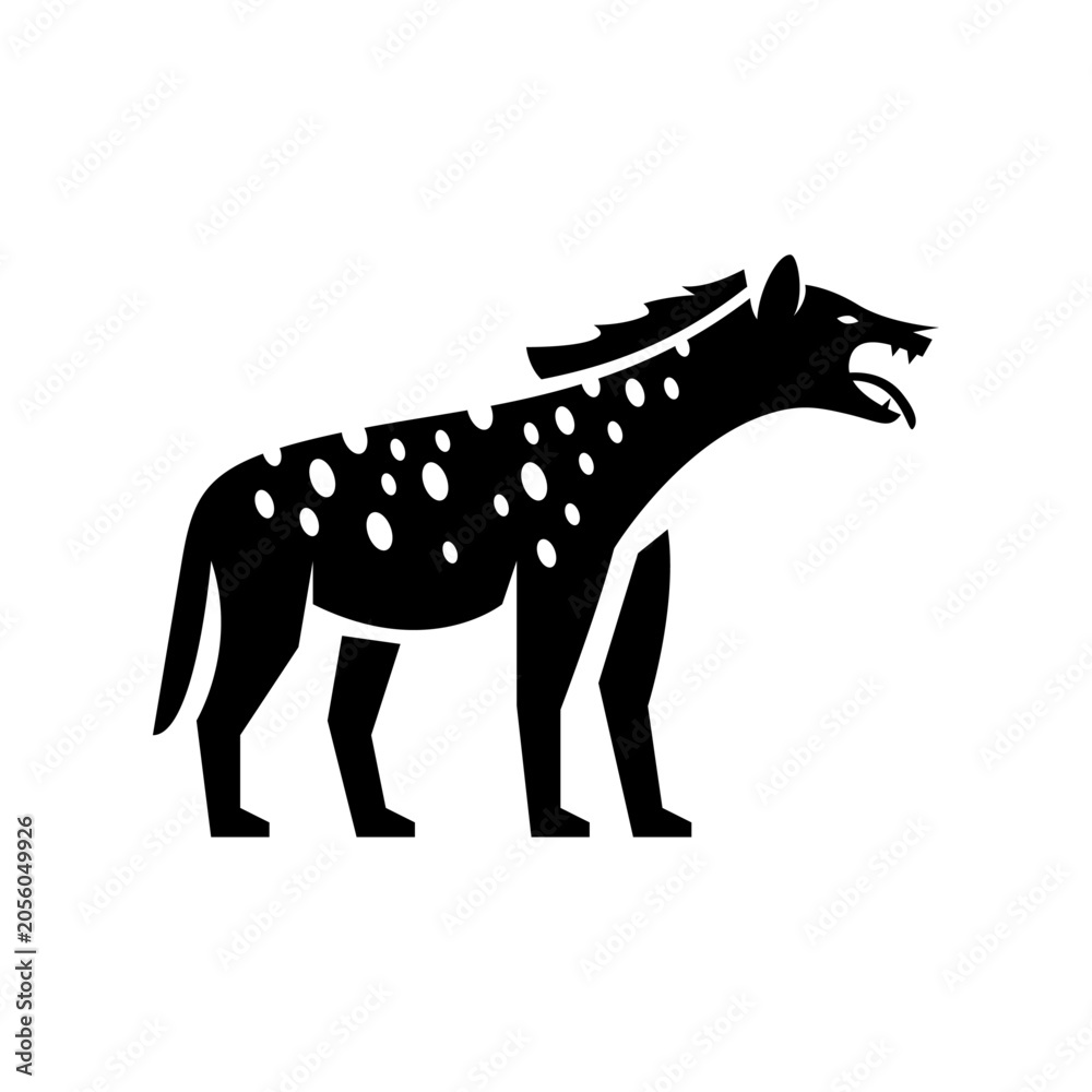 Fototapeta premium Hyena glyph icon. Wild dog side view illustration.