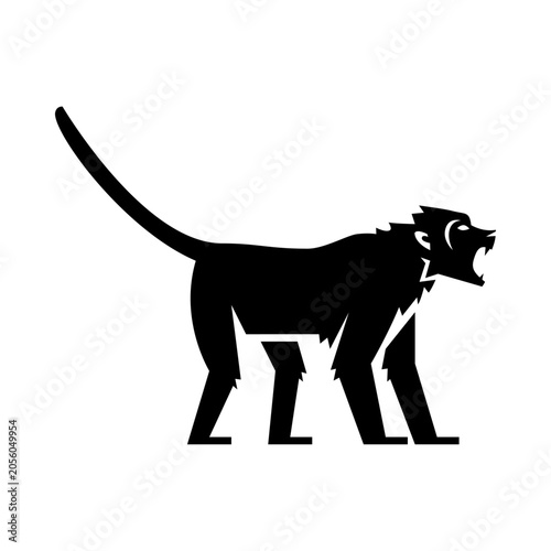 Bild auf Leinwand Angry Monkey glyph icon. Monkey side view illustration.