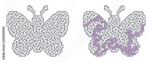 Foto Butterfly maze design in contrasting colors and intricate patterns