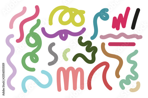 Cute doodle thick marker stroke elements collection