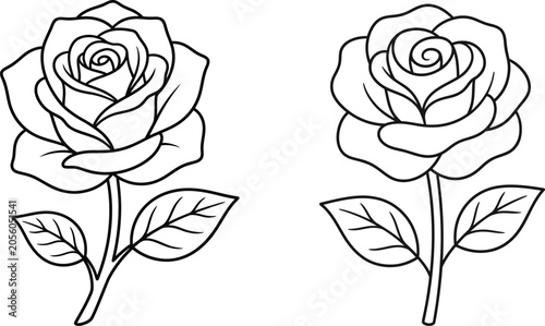 Εκτύπωση καμβά Free rose coloring page for kids and adults printable floral art