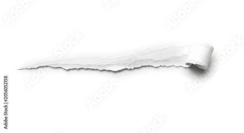 Tearing white paper sheet isolated on clean background minimal texture