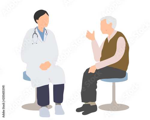Foto 医師に相談する高齢男性のイラスト