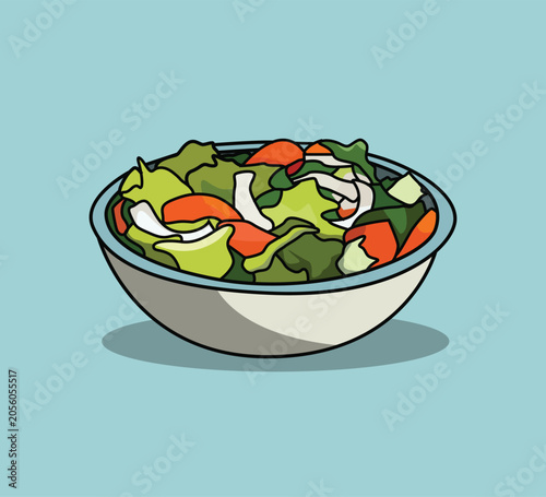 fresh salad with vegetables flat style illustration