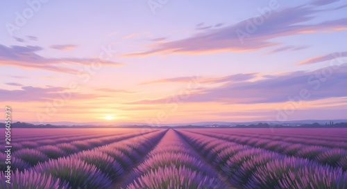 Lavender field landscape during a sunset with lavender landscape blooming provence botanical