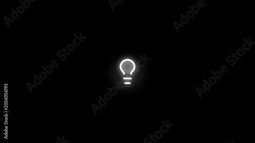 White minimalist incandescent lightbulb brainstorming thinking process animation