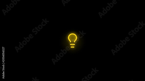 Yellow glowing light bulb creative innovation business solution animation