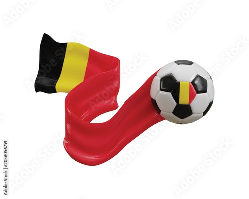 Belgium flag ribbon with soccer ball icon 3d render concept of football soccer team icon vector illustration