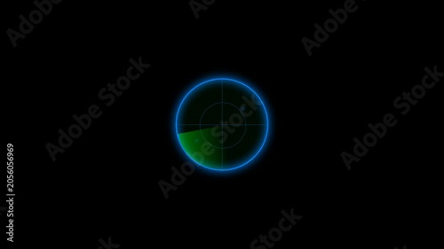 Blue neon aviation satellite navigation radar sweep animation