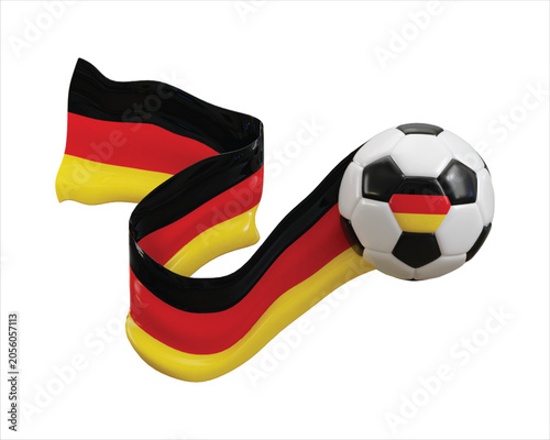 Germany flag ribbon with soccer ball icon 3d render concept of football soccer team icon vector illustration