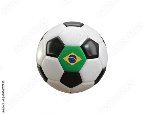 Brazil flag on soccer ball icon 3d render concept of Brazil football soccer team icon vector illustration