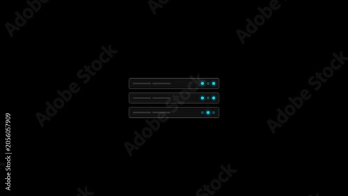 Cyan web hosting cloud storage network database server rack graphic
