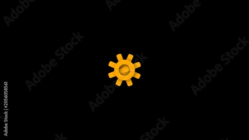 Gold industrial gear settings setup engine wheel rotation animation