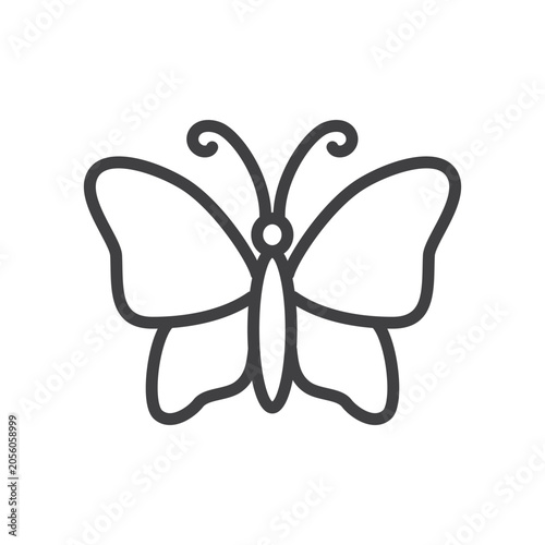 Outline simple butterfly icon isolated flat style.