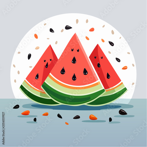 Fresh Watermelon Slices with Seeds