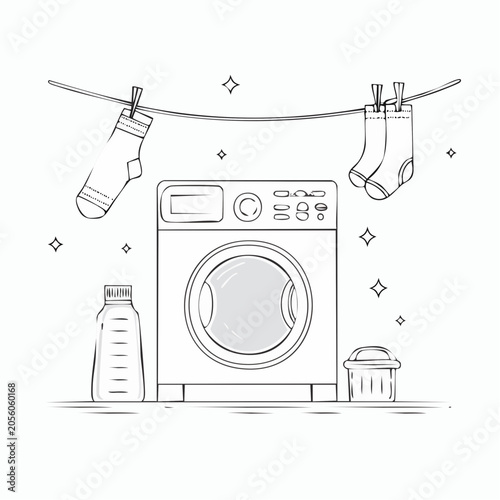 Washing Machine with Laundry Drying on a Line