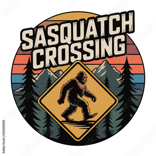 Sasquatch Crossing Bigfoot T-Shirt Design