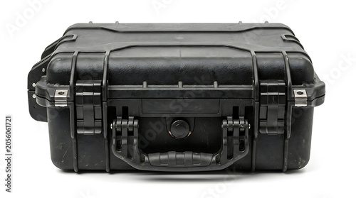 Durable Black Protective Equipment Case isolated on a clean white background