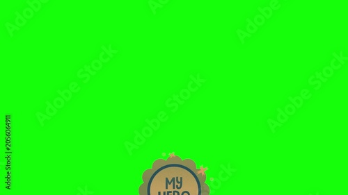 Graphic badge animation with message here text on green background label