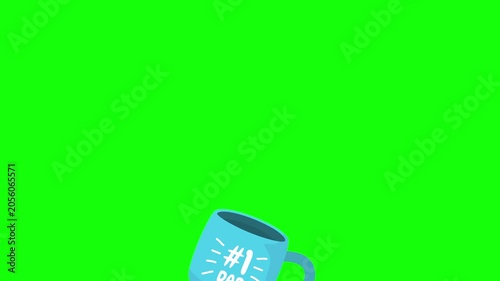 Blue mug number one animation on green screen background cup winner award