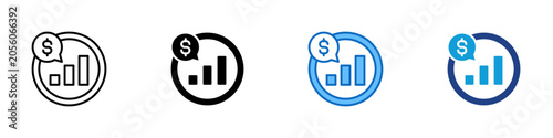 Bild auf Leinwand Business Impact Multiple Style Icon Design Vector - Financial chart with dollar