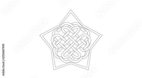 Abstract Celtic Knot Star Outline Vector Art