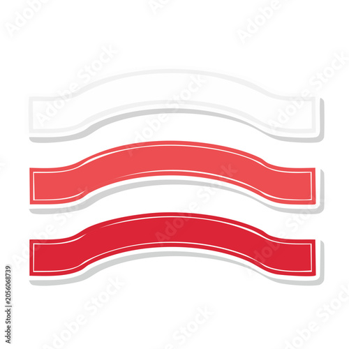 Red and white stacked ribbons vector