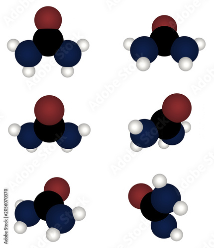 3D Rendering Of Urea Chemical Structure CO(NH2)2 Carbamide Molecule Sphere Model Atoms, Scientific Education Medical Research Agriculture Fertilizer Feed, Manufacturing, Industry, Atomistic Simulation