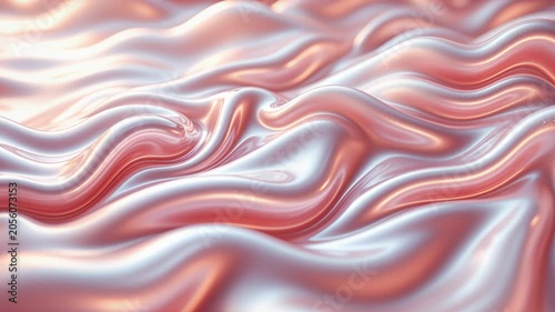 Elegant, gently undulating liquid surface with a satin texture and metallic rose gold highlights