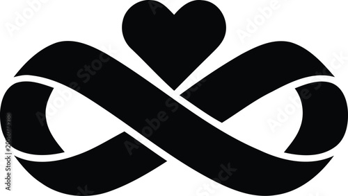 Fotografie Infinity symbol with integrated heart shape infinity connection abstract silhoue