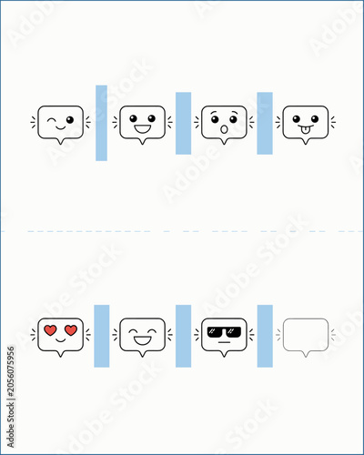 A collection of cute expressive speech bubble emojis for digital communication and creative messaging designs