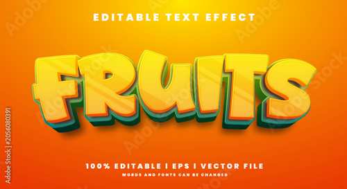 fruits text effects, modern colors. Text style effects.