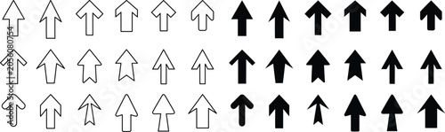 Obraz na płótnie Upward arrow icon set featuring outline and solid styles indicating growth, progress and direction for modern UI and infographic design use