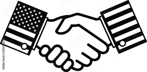American flag handshake icon for patriotic partnership