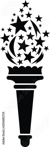 Patriotic flaming torch with stars vector illustration