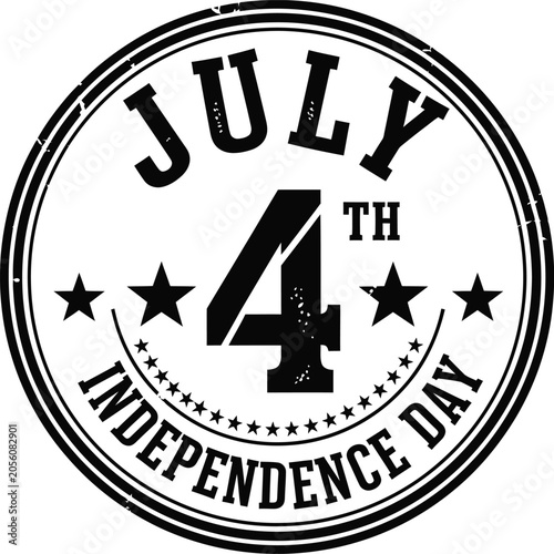 July 4th independence day vintage round stamp design