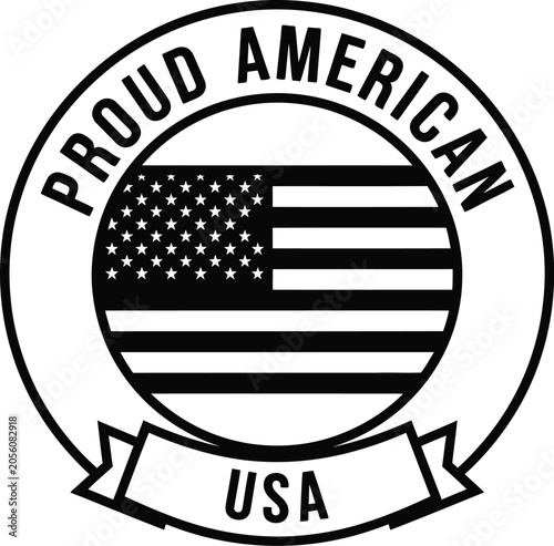 Proud american usa badge with flag illustration, national