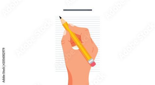 Hand holding pencil writing on paper