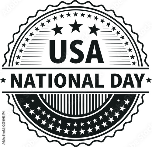 Usa national day round seal stamp design with independence
