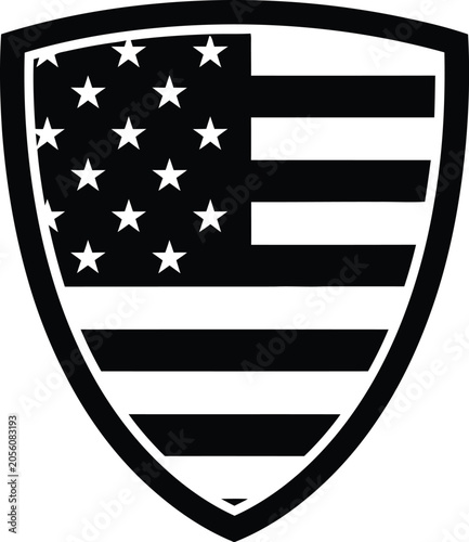 American flag shield emblem for independence day