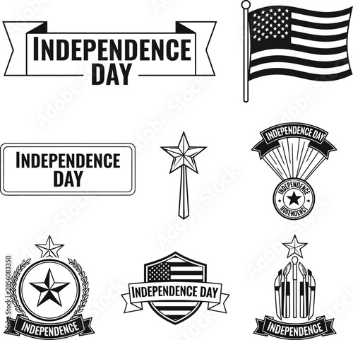 Usa independence day badges and holiday decor set