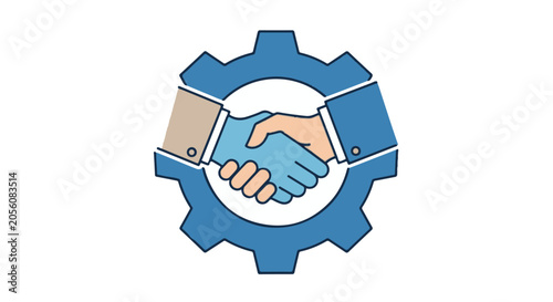 Handshake agreement partnership gear icon