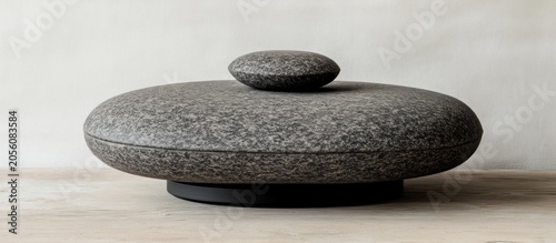 Stoneware lidded bowl, minimalist design, neutral background, home decor