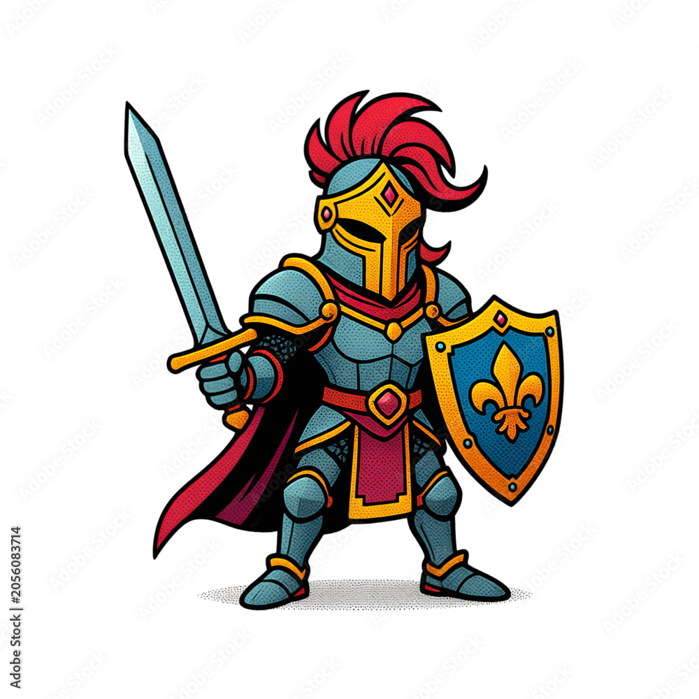 Obraz premium illustration of a medieval knight with a sword