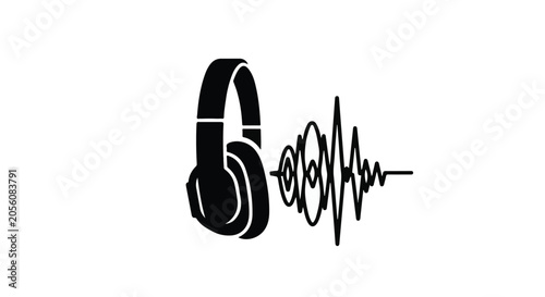 Headphones with sound wave logo design