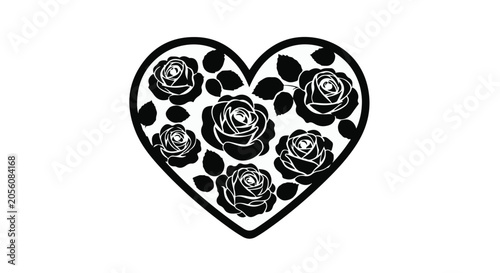 heart shaped floral pattern with roses and leaves