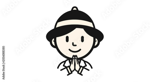 Tableau sur toile Explorer wearing pith helmet with respectful gesture
